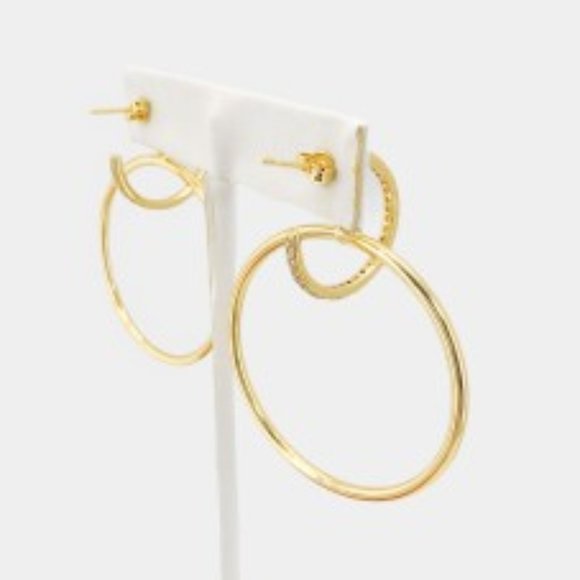 NEW Dangle Drop Gold Hoop Huggie Earrings - Picture 3 of 5